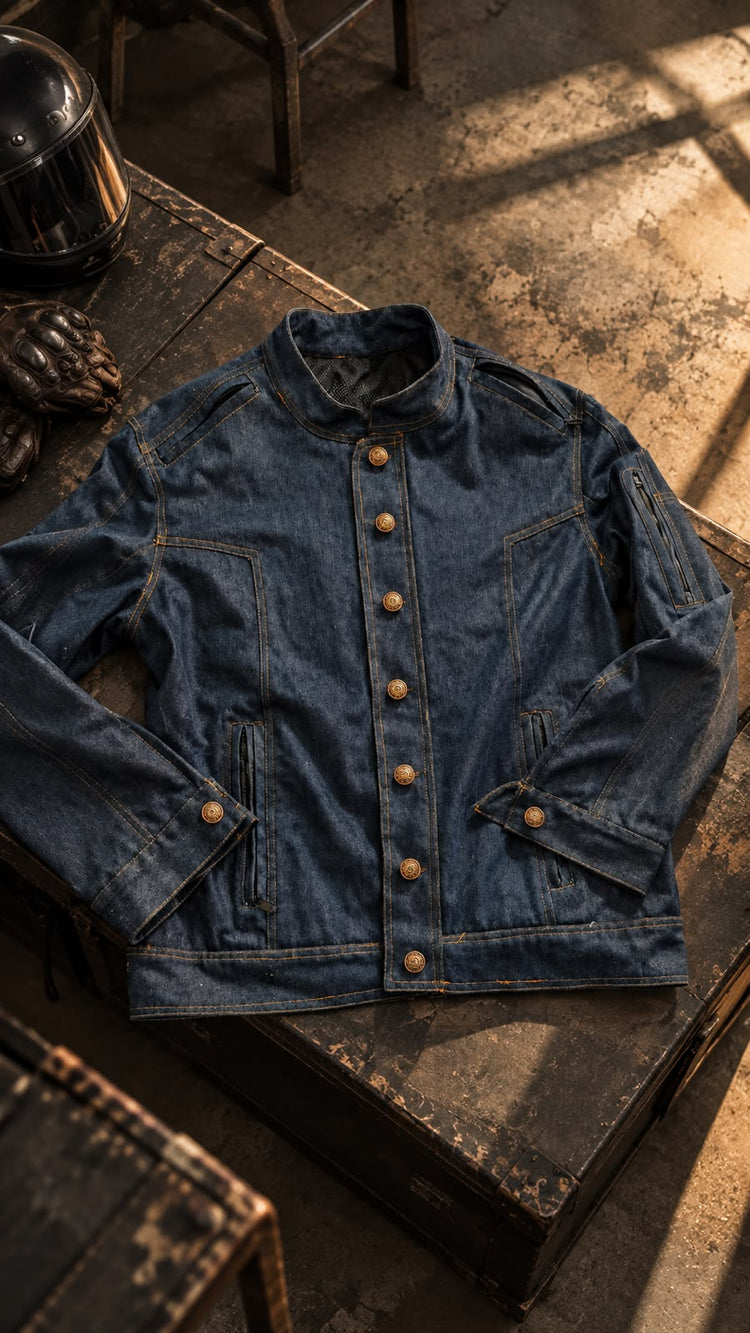 Women's Protective Denim Riding Jacket – Blue